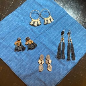 Bundle of Earrings Tassel Hoop Fringe Lot 4 pairs
